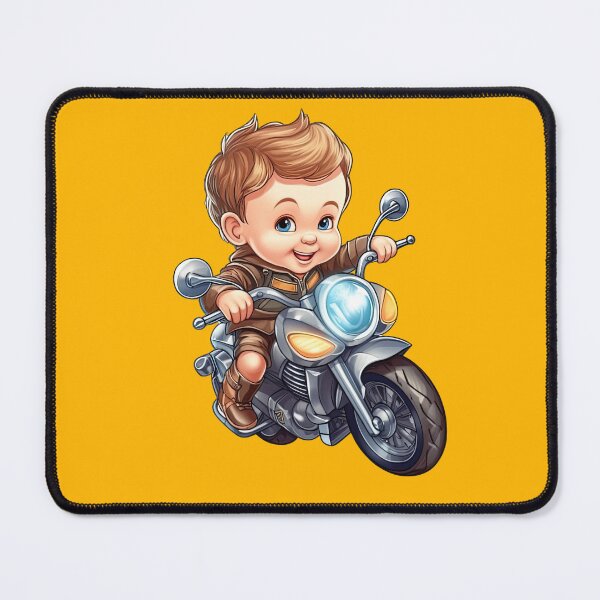 Item preview, A baby Riding a Silver Toy Motorcycle (green background) designed and sold by TheTrendsDesk.
