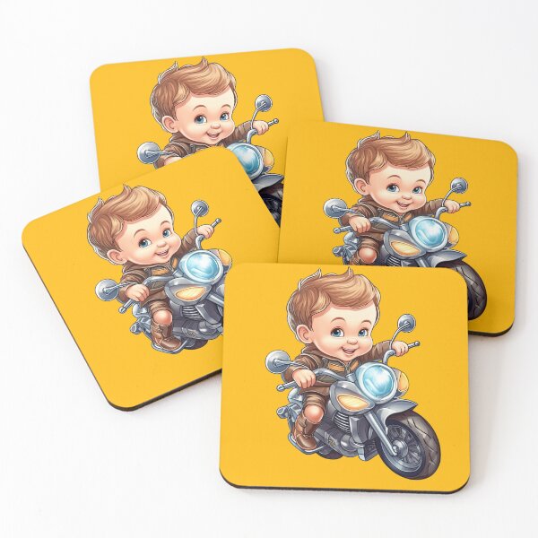 Item preview, A baby Riding a Silver Toy Motorcycle (green background) designed and sold by TheTrendsDesk.