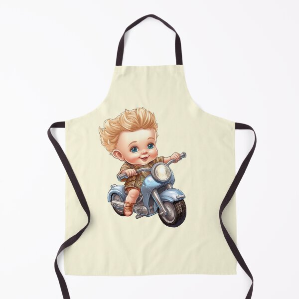 Item preview,  A baby Riding a Silver Toy Motorcycle (off white like background) designed and sold by TheTrendsDesk.