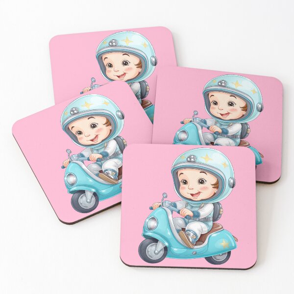 Item preview, A Baby Riding a Blue Toy Scooter (pink background) designed and sold by TheTrendsDesk.
