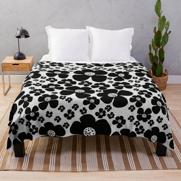 Item preview, Retro Black and White Floral Pattern designed and sold by Artistestella.