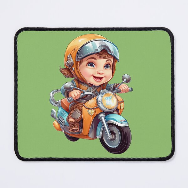 Item preview, A Baby Riding an Orange Toy Scooter (green background) designed and sold by TheTrendsDesk.