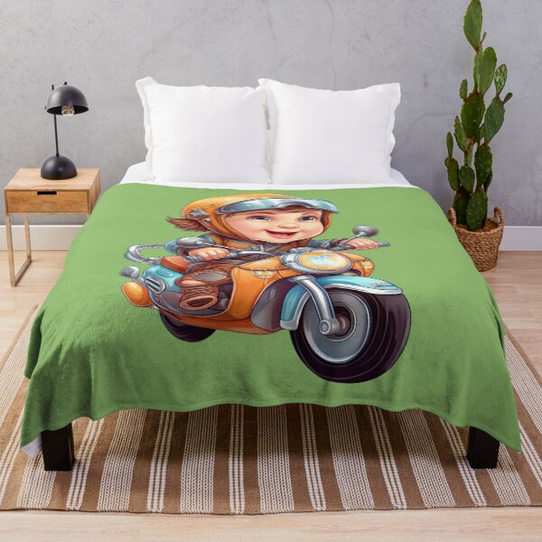 Item preview, A Baby Riding an Orange Toy Scooter (green background) designed and sold by TheTrendsDesk.