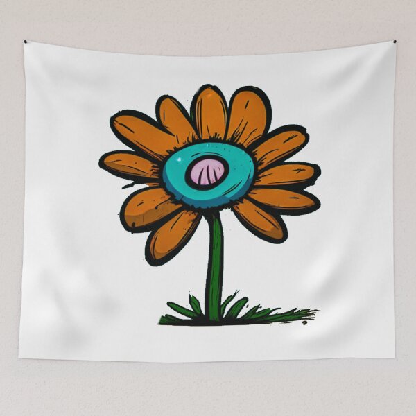 Item preview, Pastel Single Flower in Orange tint & sky Blue Paint Pattern Design designed and sold by Md Rashid  Hasan.