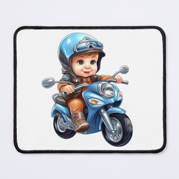 Item preview, A Baby Riding an Blue Toy Scooter (white background) designed and sold by TheTrendsDesk.