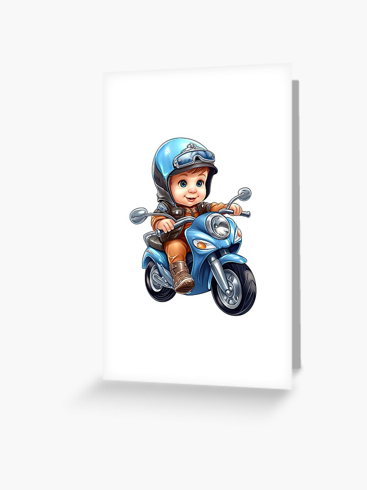 A Baby Riding an Blue Toy Scooter (white background) Greeting Card for  Sale by TheTrendsDesk
