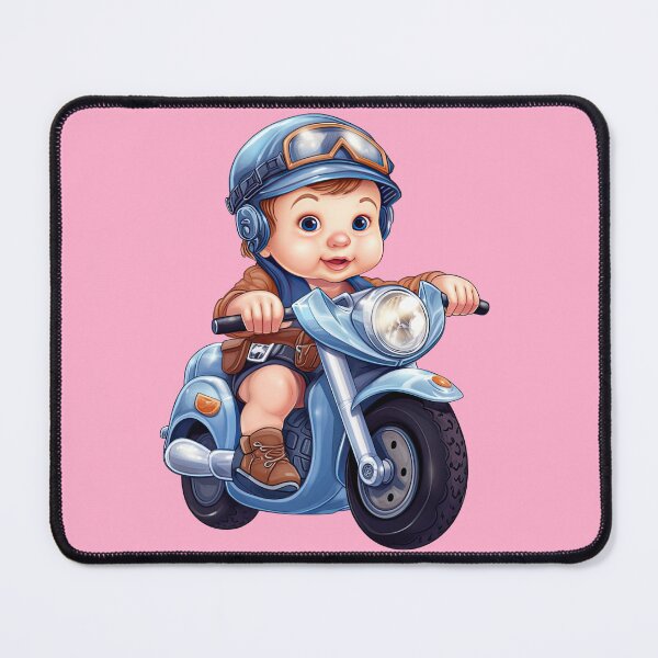 Item preview, A Baby Riding a Blue Toy Scooter (pink background) designed and sold by TheTrendsDesk.