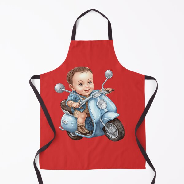 Item preview, A baby Riding a Black Toy Motorcycle (red background) designed and sold by TheTrendsDesk.