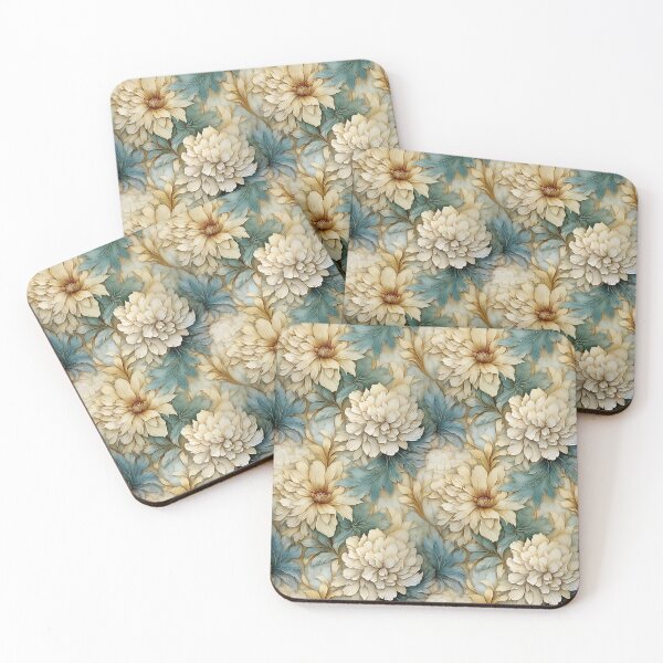 Item preview, Floral Damask - Creamy Aquamarine designed and sold by JunkWithSteph.