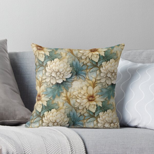Item preview, Floral Damask - Creamy Aquamarine designed and sold by JunkWithSteph.