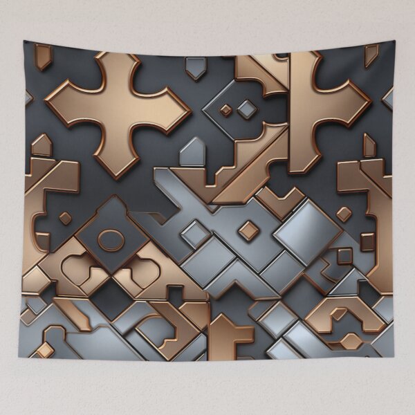 Item preview, Colorful fantasy pattern gold copper silver mother-of-pearl ornaments metallic noble puzzle designed and sold by G-M-Designs.