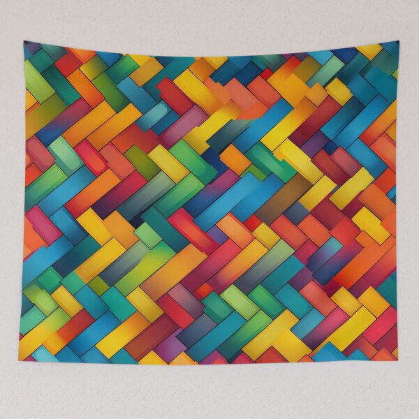 Item preview, Colorful fantasy pattern orange blue red green turquoise yellow ornament rainbow designed and sold by G-M-Designs.