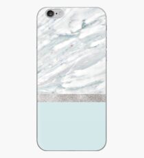 Vinilo o funda para iPhone Calacatta verde - turquesa plateada