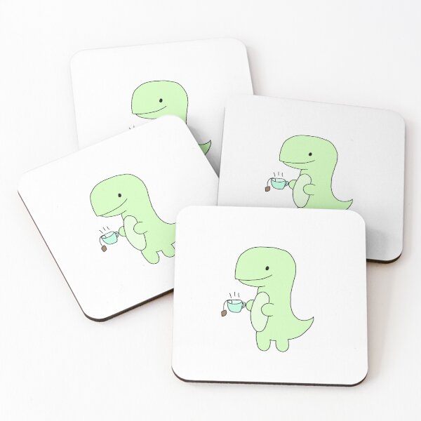 Item preview, Cute dinosaur drinking tea designed and sold by VIB3YTHINGS.