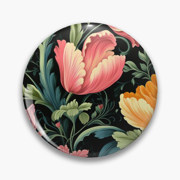 Item preview, Colorful fantasy pattern orange blue green turquoise yellow black ornament baroque tulips designed and sold by G-M-Designs.