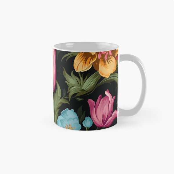 Item preview, Colorful fantasy pattern orange blue green turquoise yellow black ornament baroque tulips designed and sold by G-M-Designs.