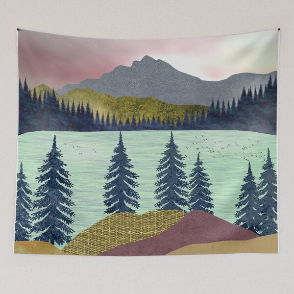 Item preview, Red Sky Lake Landscape designed and sold by Esskay Designs.
