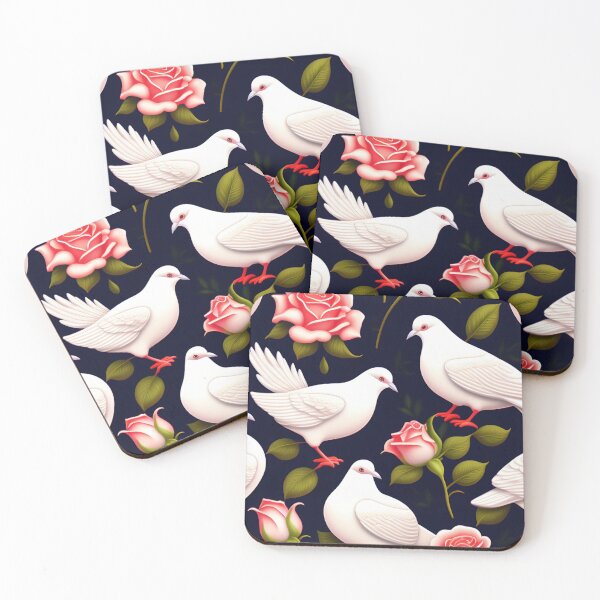 Item preview, white dove and red roses designed and sold by aipaint.