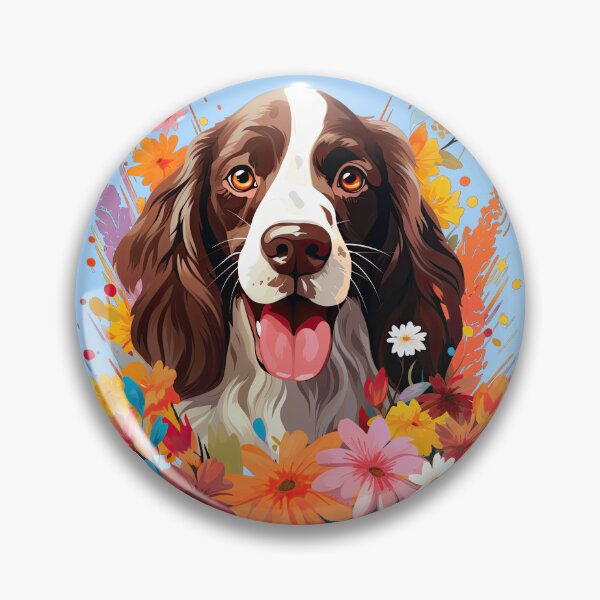 Item preview, English Springer Spaniel: Colourful Flowers Splash designed and sold by ZombieLH.
