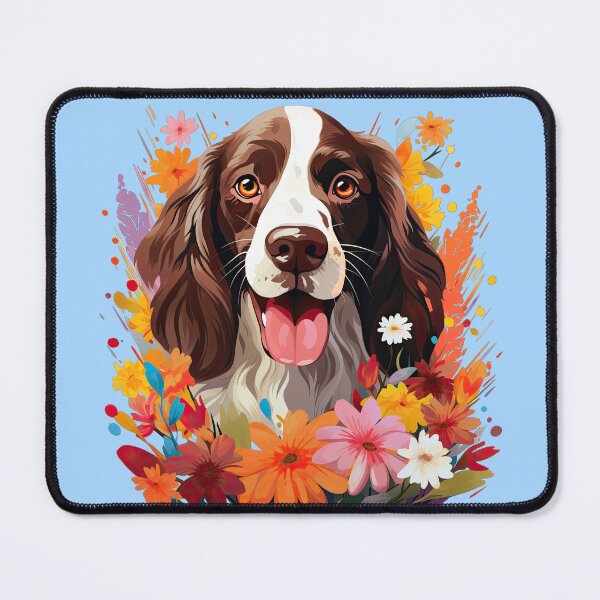 Item preview, English Springer Spaniel: Colourful Flowers Splash designed and sold by ZombieLH.