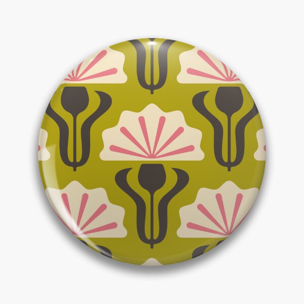 Item preview, KF 0136 A - Vintage Retro Knapweed 70s Floral Pattern in Green and Pink designed and sold by KhakiFinch.