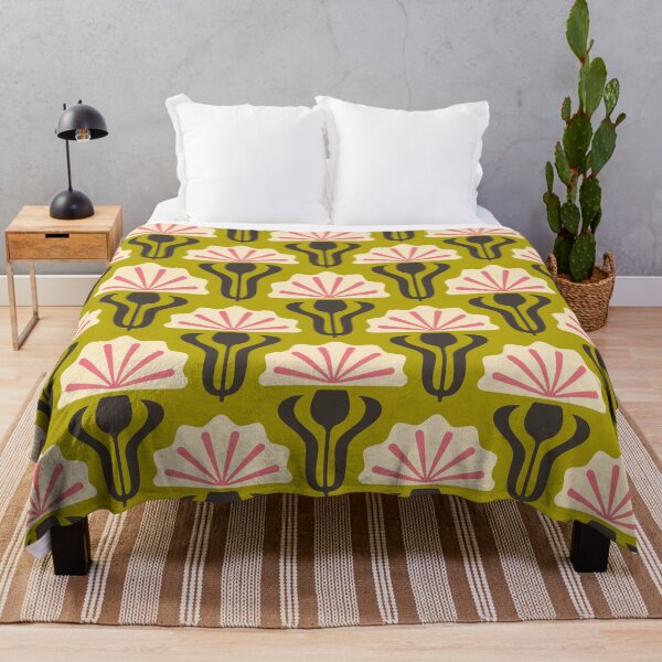 Item preview, KF 0136 A - Vintage Retro Knapweed 70s Floral Pattern in Green and Pink designed and sold by KhakiFinch.