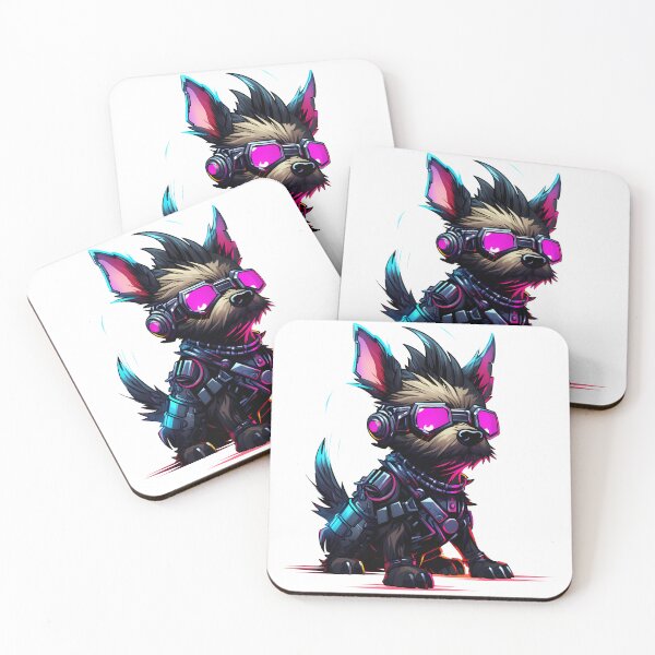 Item preview, Cyberpunk Small Dog in Neon Colors designed and sold by SchorlCraft.