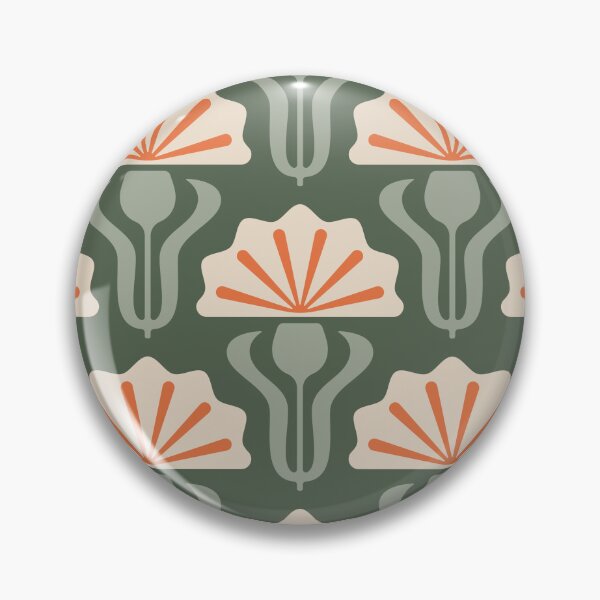 Item preview, KF 0136 C - Vintage Retro Knapweed 70s Floral Pattern in Green and Red designed and sold by KhakiFinch.