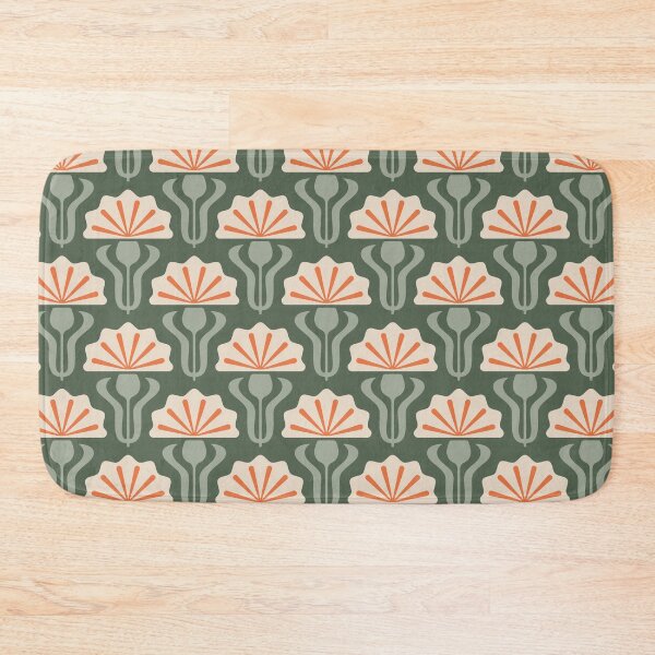 Item preview, KF 0136 C - Vintage Retro Knapweed 70s Floral Pattern in Green and Red designed and sold by KhakiFinch.