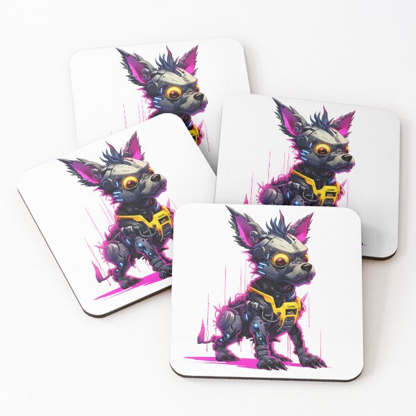 Item preview, Cyberpunk Small Dog in Neon Colors designed and sold by SchorlCraft.