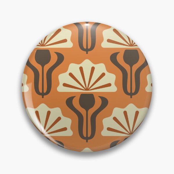 Item preview, KF 0136 D - Vintage Retro Knapweed 70s Floral Pattern in Orange and Brown designed and sold by KhakiFinch.