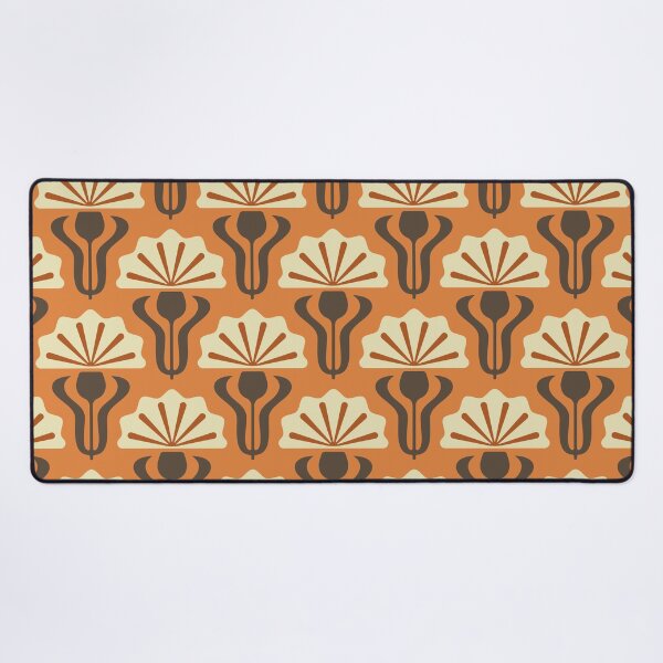 Item preview, KF 0136 D - Vintage Retro Knapweed 70s Floral Pattern in Orange and Brown designed and sold by KhakiFinch.