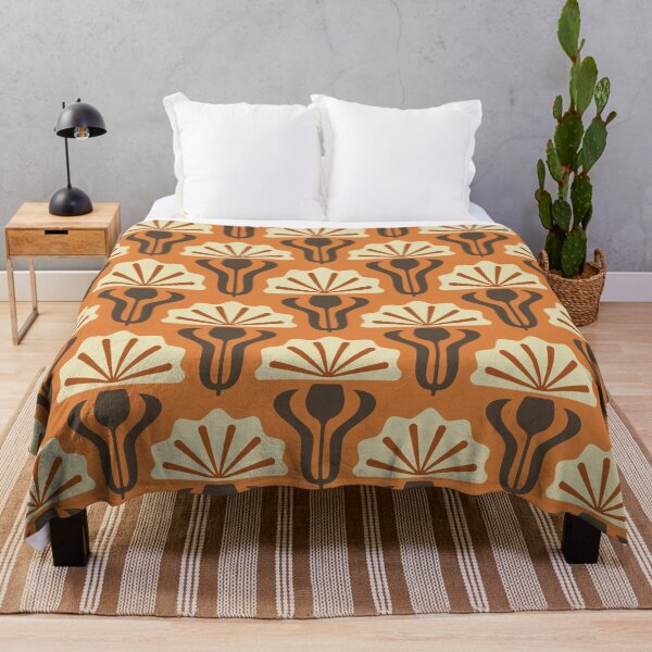 Item preview, KF 0136 D - Vintage Retro Knapweed 70s Floral Pattern in Orange and Brown designed and sold by KhakiFinch.