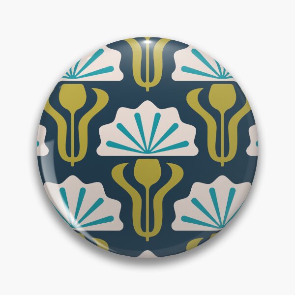 Item preview, KF 0136 E - Vintage Retro Knapweed 70s Floral Pattern in Green and Blue designed and sold by KhakiFinch.