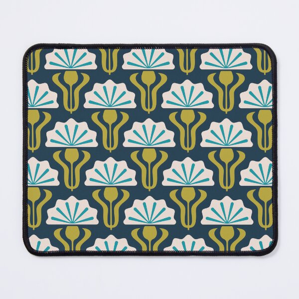 Item preview, KF 0136 E - Vintage Retro Knapweed 70s Floral Pattern in Green and Blue designed and sold by KhakiFinch.