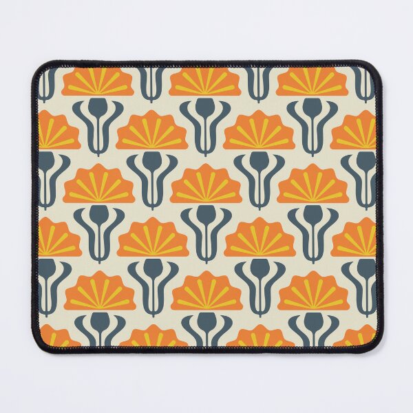 Item preview, KF 0136 F - Vintage Retro Knapweed 70s Floral Pattern in Orange and Blue designed and sold by KhakiFinch.