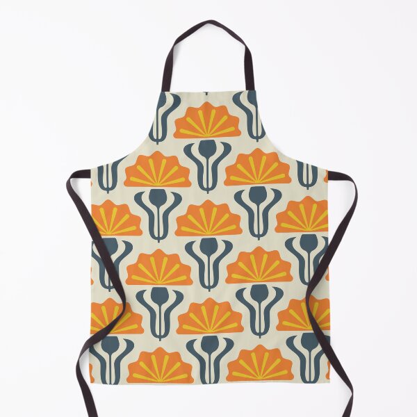 Item preview, KF 0136 F - Vintage Retro Knapweed 70s Floral Pattern in Orange and Blue designed and sold by KhakiFinch.