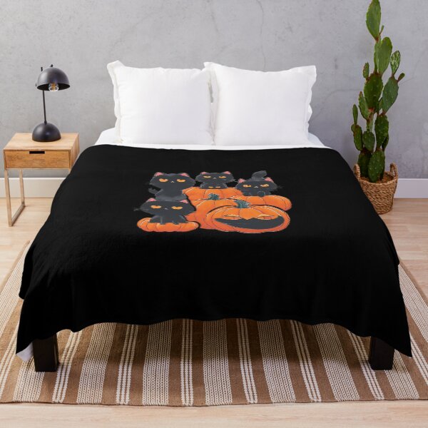 Item preview, 4 Black Cats play on Halloween pumpkins designed and sold by bosilvercat.
