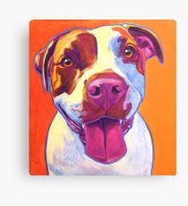 Happy Pit Bull - Slobbery Smiling Colorful Pitbull Dog Canvas Print