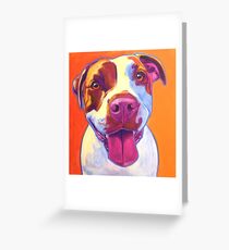Happy Pit Bull - Slobbery Smiling Colorful Pitbull Dog Greeting Card