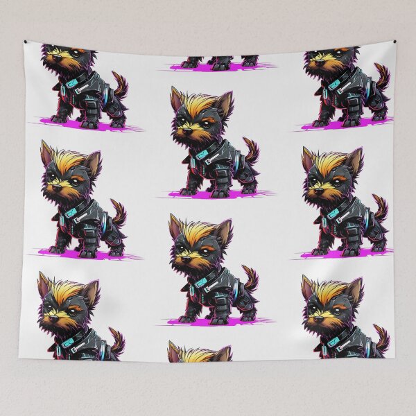 Item preview, Cyberpunk Small Dog in Neon Colors designed and sold by SchorlCraft.