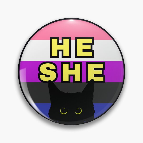 Item preview, Void Cat Genderfluid He/She Pronouns designed and sold by Furia LGBTQ+ Accessories.
