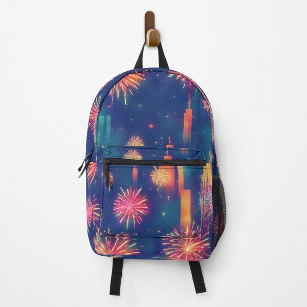 Item preview, City skyline with fireworks, festive event designed and sold by CoolPixels.