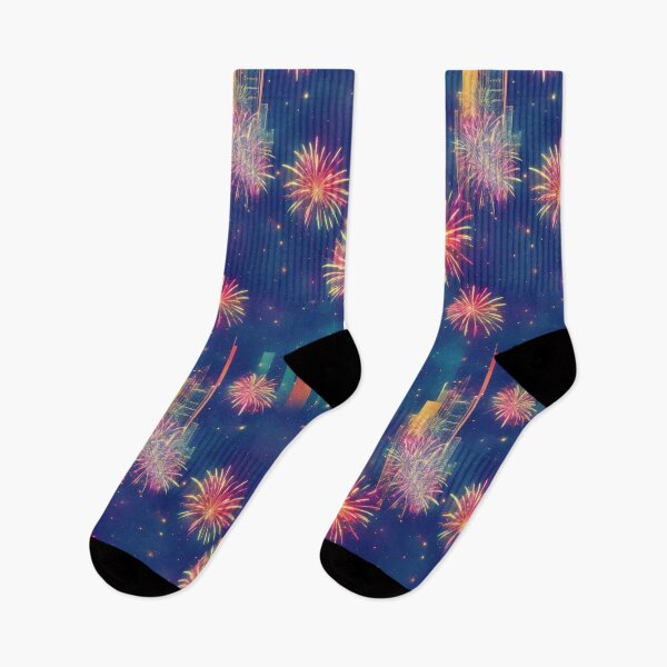 Item preview, City skyline with fireworks,  festive event designed and sold by CoolPixels.