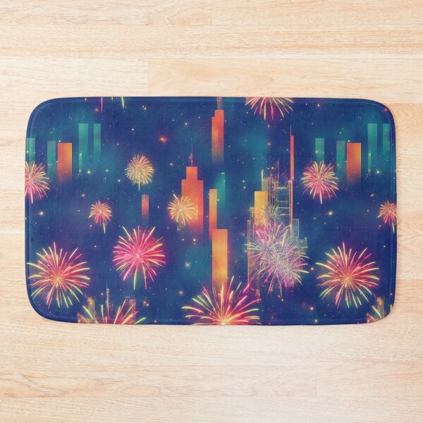 Item preview, City skyline with fireworks,  festive event designed and sold by CoolPixels.