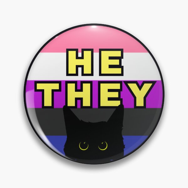 Item preview, Void Cat Genderfluid He/They Pronouns designed and sold by Furia LGBTQ+ Accessories.