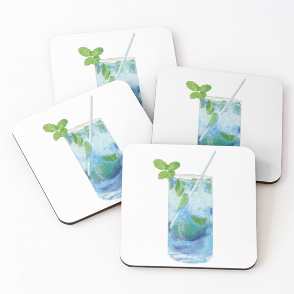 Item preview, Blue cocktail mojito drawing designed and sold by cookwithabrush.