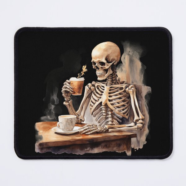 Item preview, Halloween Skeleton Drinking Coffee Watercolor Style designed and sold by AnnaMDesign.