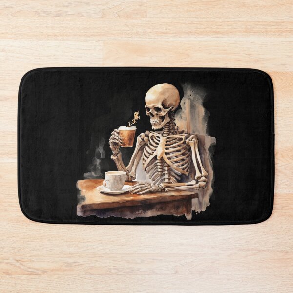 Item preview, Halloween Skeleton Drinking Coffee Watercolor Style designed and sold by AnnaMDesign.