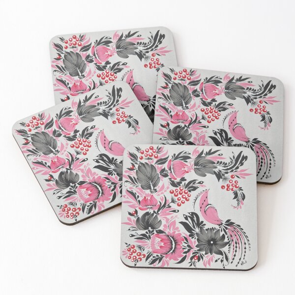 Item preview, Pink bird in Petrykivka painting by Béatrice Bisiaux designed and sold by BEATRICE BISIAUX.